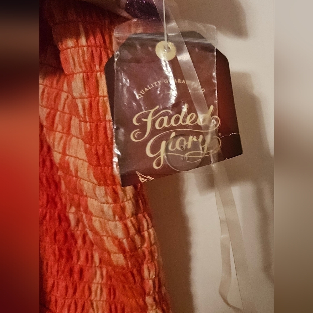 #072 Faded Glory- Orange tye dye maxi length sundress- Size: 3X - Picture 3 of 8